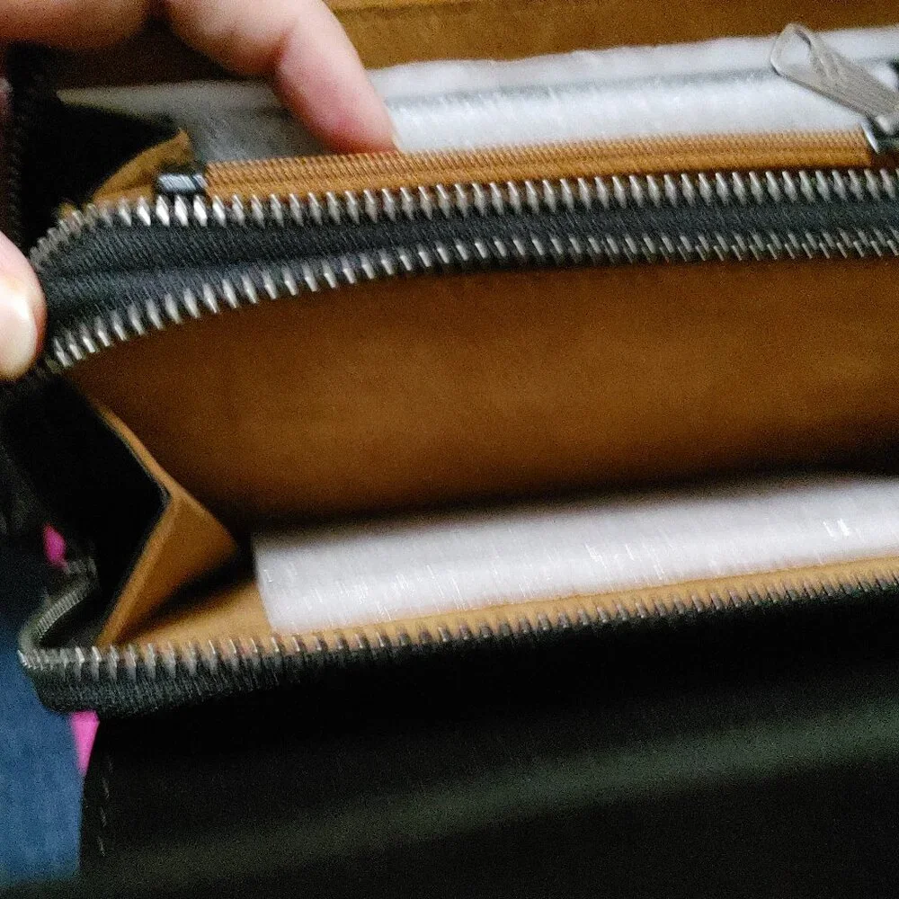 Patricia Nash double zipper wallet in embossed map print - Picture 9 of 10